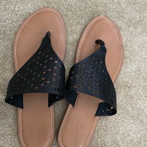 Black thong sandals, womens size 10